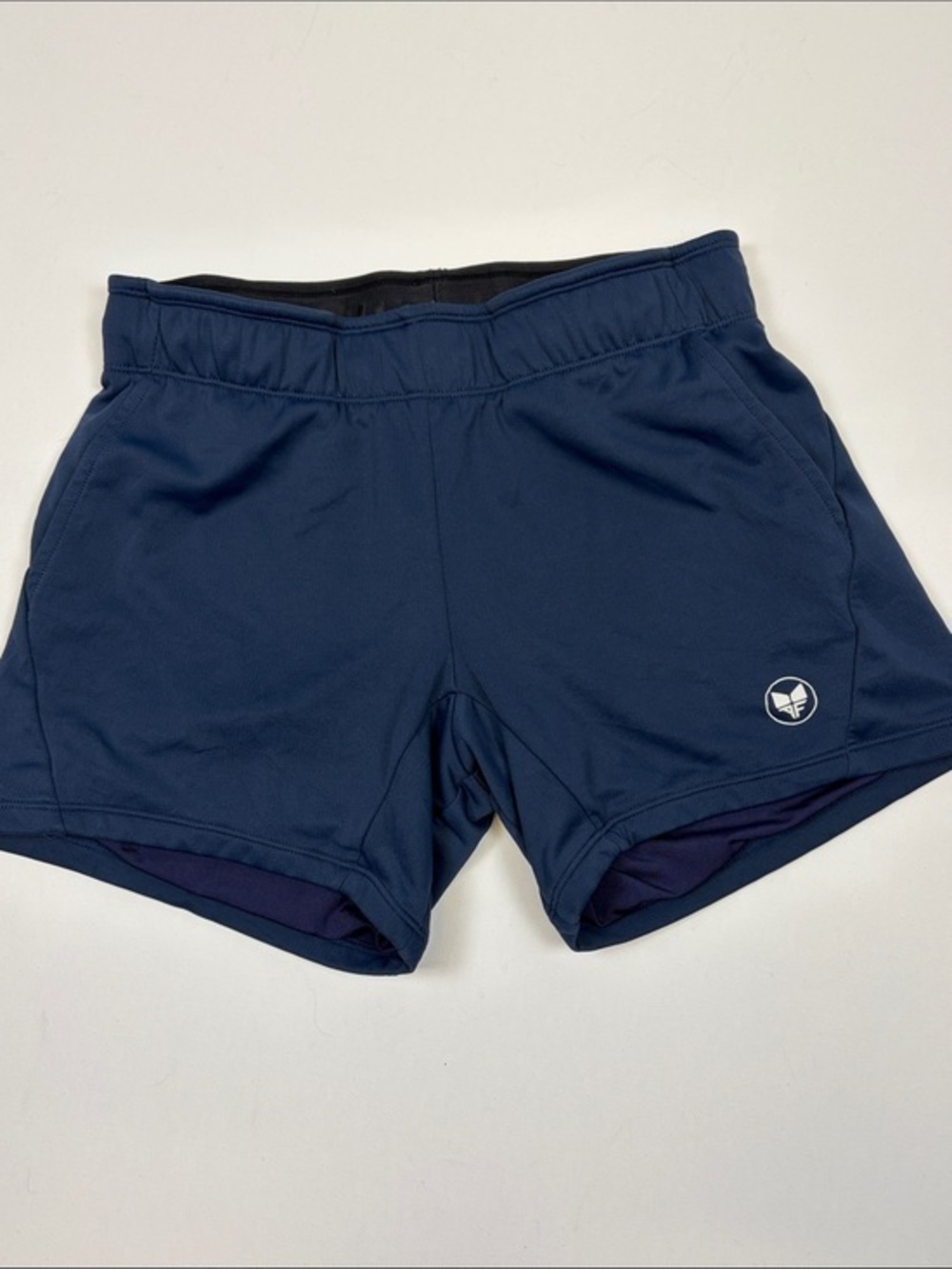 ALPHA FORWARD AFWD WOMENS LINED RUNNING SHORTS BLUE XS POCKETS